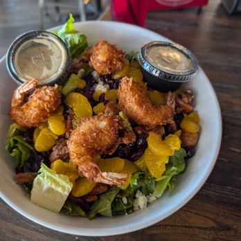 Ferrari Pizza Bar - Mandarin orange salad with coconut shrimp - Pizza Near Me - East Rochester, New York Ferrari Pizza Bar - Mandarin orange salad with coconut shrimp - Pizza Near Me - East Rochester, New York