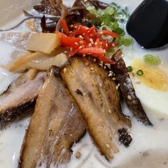 Sunshine Kitchen - TONKOTSU RAMEN ("milk" broth, egg noodles, chashu, boiled egg, scallions, bean sprouts, bamboo shoots, and wood ear mushrooms) - Ramen Near Me - Oceanside, California