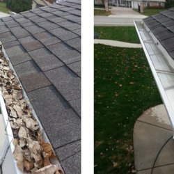 A Plus Gutter Cleaning - Gutter cleaning before and after pictures.