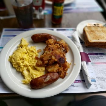 Galaxy Diner - Scrambled eggs, hash browns, sausage and toast. - Diners Near Me - New York, New York Galaxy Diner - Scrambled eggs, hash browns, sausage and toast. - Diners Near Me - New York, New York