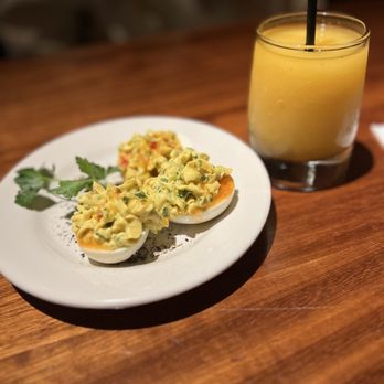 DL Macks - Deviled eggs with a peach Bellini 9.0/10 - New American Near Me - Dallas, Texas DL Macks - Deviled eggs with a peach Bellini 9.0/10 - New American Near Me - Dallas, Texas