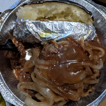 7th Ave Donuts & Diner - The meatloaf w/ sauteed onions&gravy with a baked potato. Was very surprised it tasted very good and fresh for ordering late at night. - Donuts Near Me - Brooklyn, New York