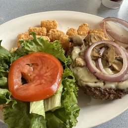 Swissair burger with tots Swissair burger with tots