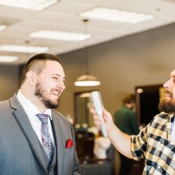 The Den Barber Shop - Chris somehow making me look good for my wedding