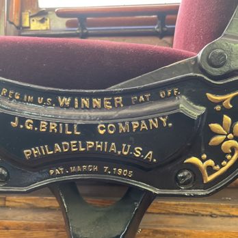 M Line Trolley - Ross & St Paul - Part of seat with patent date - Train Stations Near Me - Dallas, Texas