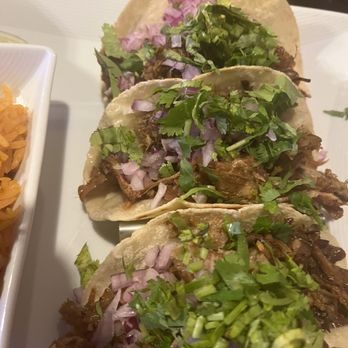 Tulum Bar & Grill - Carnitas Tacos - quite nice but would pass on the chopped red onions - Mexican Near Me - Winston-Salem, North Carolina