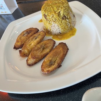 The Well Jamaican Restaurant - Rice & peas that come with chicken platta & fried Plantain - Seafood Near Me - Randolph, Massachusetts