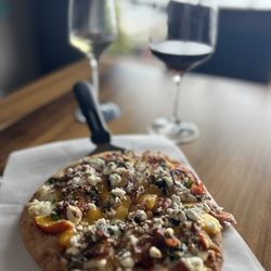 The Savory Palette - Peaches goat cheese and prosciutto flatbread
