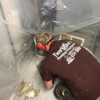 Two Mike's Plumbing & Heating - A floor break up job, with all the plastic sheeting to contain the dust and dirt while we work. - Plumbing Near Me Two Mike's Plumbing & Heating - A floor break up job, with all the plastic sheeting to contain the dust and dirt while we work. - Plumbing Near Me