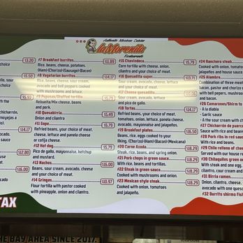 La Morenita Restaurant - Menu 2 with prices. - Tacos Near Me - San Jose, California