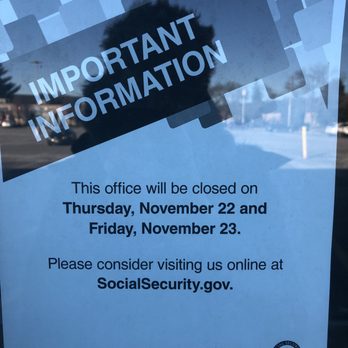 Social Security Office - This was posted on the door. Doesn't follow the official hours posted on the government website. 15 cars here waiting for the office to open - Public Services & Government Near Me - Malden, Massachusetts Social Security Office - This was posted on the door. Doesn't follow the official hours posted on the government website. 15 cars here waiting for the office to open - Public Services & Government Near Me - Malden, Massachusetts
