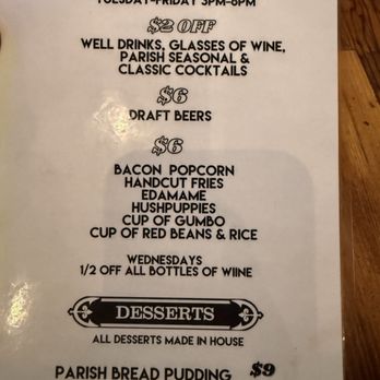 The Parish - HH menu 2/2026 - Gastropubs Near Me - Tucson, Arizona The Parish - HH menu 2/2026 - Gastropubs Near Me - Tucson, Arizona