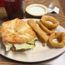 Cadiz Family Restaurant - Hot ham and cheese with onion rings