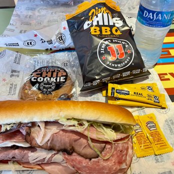 Jimmy John’s - Biloxi - Gargantuan sandwich with bbq chips with a chocolate chip cookie and bottle of Dasani - Sandwiches Near Me - Biloxi, Mississippi Jimmy John’s - Biloxi - Gargantuan sandwich with bbq chips with a chocolate chip cookie and bottle of Dasani - Sandwiches Near Me - Biloxi, Mississippi