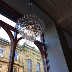 Johnston's Bar-Bistro - Funky wine glass chandelier