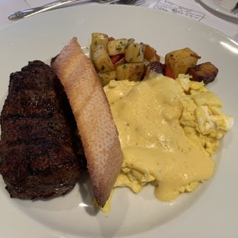 Vintage Press - Prime Top Sirloin Steak & Eggs, Roasted Potatoes. A solid option at a reasonable price, this dish was enjoyed by all. - American Near Me - Visalia, California Vintage Press - Prime Top Sirloin Steak & Eggs, Roasted Potatoes. A solid option at a reasonable price, this dish was enjoyed by all. - American Near Me - Visalia, California