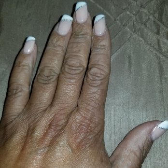 Stella Making Beauty - Sideways French manicure with glitter stripe - Nail Salons Near Me - Burbank, California