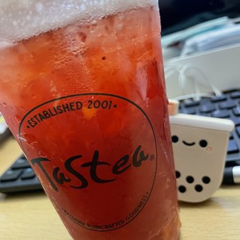 Tastea - Peach Me Sweetea - 20oz. Download app for free drink, only valid on drinks priced $4.85. - Bubble Tea Near Me - Newark, California Tastea - Peach Me Sweetea - 20oz. Download app for free drink, only valid on drinks priced $4.85. - Bubble Tea Near Me - Newark, California