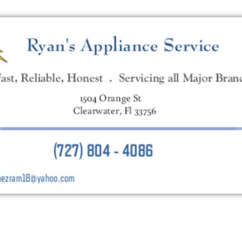 Ryan’s Appliance Service - Appliances & Repair Near Me - Clearwater, Florida Ryan’s Appliance Service - Appliances & Repair Near Me - Clearwater, Florida