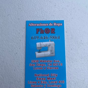 Flora's Alterations - Business card - Sewing & Alterations Near Me - San Diego, California Flora's Alterations - Business card - Sewing & Alterations Near Me - San Diego, California