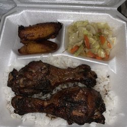 The Good Rice Bowls - Jerk Chicken Rice Bowl with "coconut rice", but it's just plain white rice