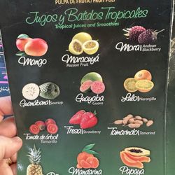 La Casita De Las Frutas - Fruits available for smoothies made with milk or water