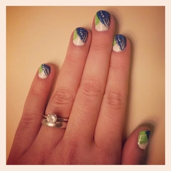 Crystal Nails & Spa - Seahawk nails for the Super Bowl! She managed to do this with shellac polish, too! - Nail Salons Near Me - Federal Way, Washington Crystal Nails & Spa - Seahawk nails for the Super Bowl! She managed to do this with shellac polish, too! - Nail Salons Near Me - Federal Way, Washington