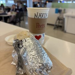 Peet's Coffee - Sausage burrito and matcha latte.