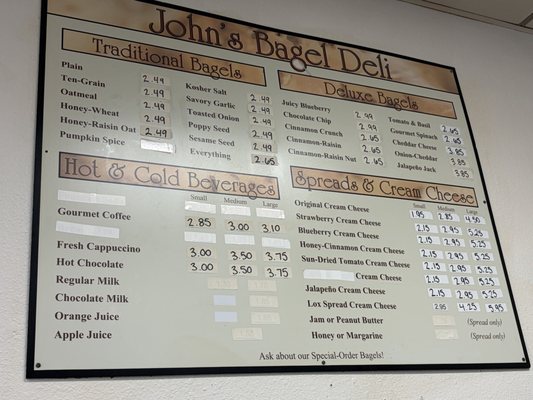 Menu photo 1 John's Bagel Deli Simi Valley, CA