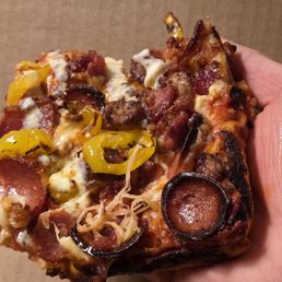 One Pie Pizza - QTR Sheet (6 slices) Three Little Pigs Pizza, add Ricotta & Banana Peppers, "WELL DONE" cook - pizza, food - Pizza Near Me - West Seneca, New York