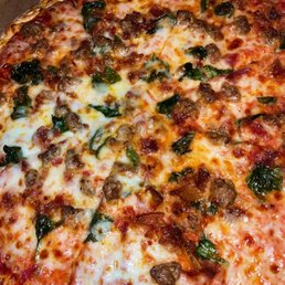 Italian Sausage, Bacon, & Spinach Pizza