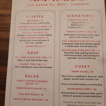 Muay Thai Restaurant and Bar - 07.05.25 Front of menu - Sports Bars Near Me - Toronto, Ontario