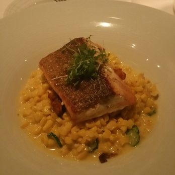 Atlantic Grill - Salmon with (very) buttery corn - New American Near Me - New York, New York Atlantic Grill - Salmon with (very) buttery corn - New American Near Me - New York, New York