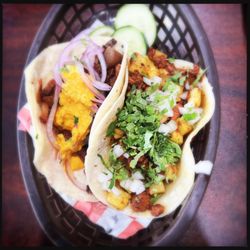 Tacos y Ceviches - Taco Al Pastor Hawaino Taco (with the cilantro on top)