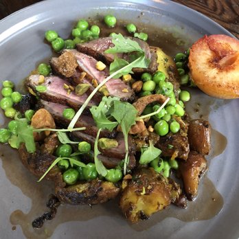 Foreign Cinema - Duck and green peas with grilled stone fruit - Breakfast & Brunch Near Me - San Francisco, California