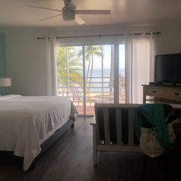 Bed and living area
