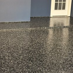 Cooks Custom Coatings Epoxy flooring - Extra Poly top coat over the color Raven Rockwall TX