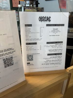 Menu photo 2 Obscure Coffee Brooklyn, NY