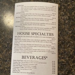Viet Thai Restaurant - Back of menu