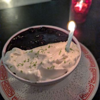Sao - Thai rice pudding with blueberry compote - Seafood Near Me - Philadelphia, Pennsylvania Sao - Thai rice pudding with blueberry compote - Seafood Near Me - Philadelphia, Pennsylvania