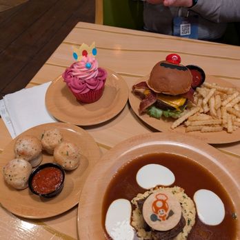 Toadstool Cafe - Garlic knots, princess peach cupcake, short rib special, Mario Burger - Cafes Near Me - Universal City, California Toadstool Cafe - Garlic knots, princess peach cupcake, short rib special, Mario Burger - Cafes Near Me - Universal City, California