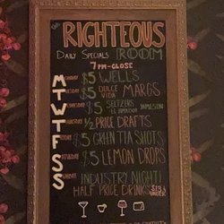 The Righteous Room - Drink specials