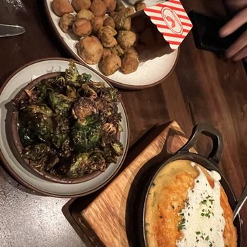 Yardbird - Skillet Cornbread Fried Okra Crispy Brussels Sprouts all delicious - Southern Near Me - Dallas, Texas Yardbird - Skillet Cornbread Fried Okra Crispy Brussels Sprouts all delicious - Southern Near Me - Dallas, Texas
