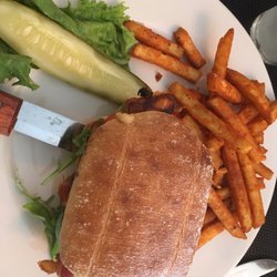 Fork & Dagger Ale Haus - Salmon BLT with Ale Fries (sriacha flavored fries that are nice and crunchy on the outside, perfect inside)
