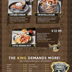 The kingdom Creperie - Sweet Crepes Menu.