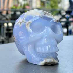 Earth Odyssey - Blue Chalcedony carved Skull