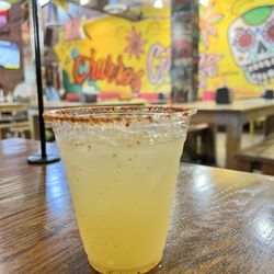 Taqueria La Ventana - Pineapple Margarita on the rocks with tajin rim