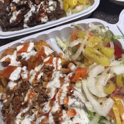 Chicken shawarma plate (at the front) & beef shawarma plate (at the back)