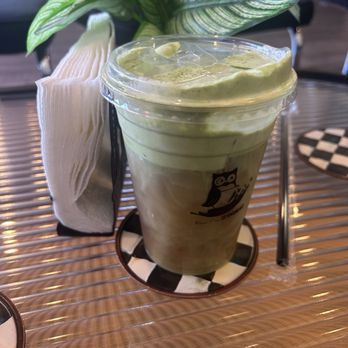Wake Cafe - Iced Oolong Tea Sweetened with Matcha Cream topping - Bubble Tea Near Me - Upland, California