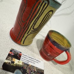 St Philip's Plaza Farmers Market - Sort of splurged getting a his n hers coffee mug. Love these colors and the design
